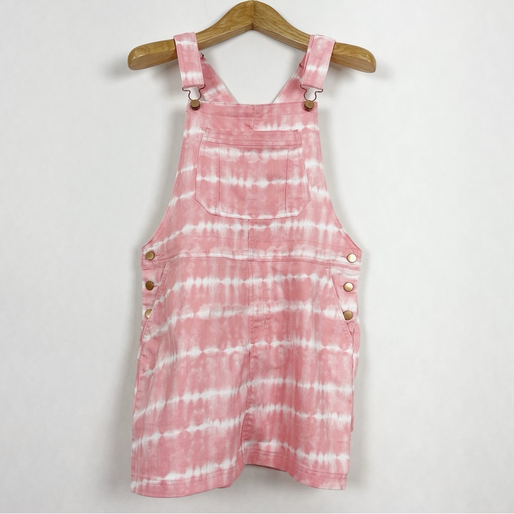 NOBO Pink & White Tie Dye Overalls Dress Adjustable Straps Pockets Size Large